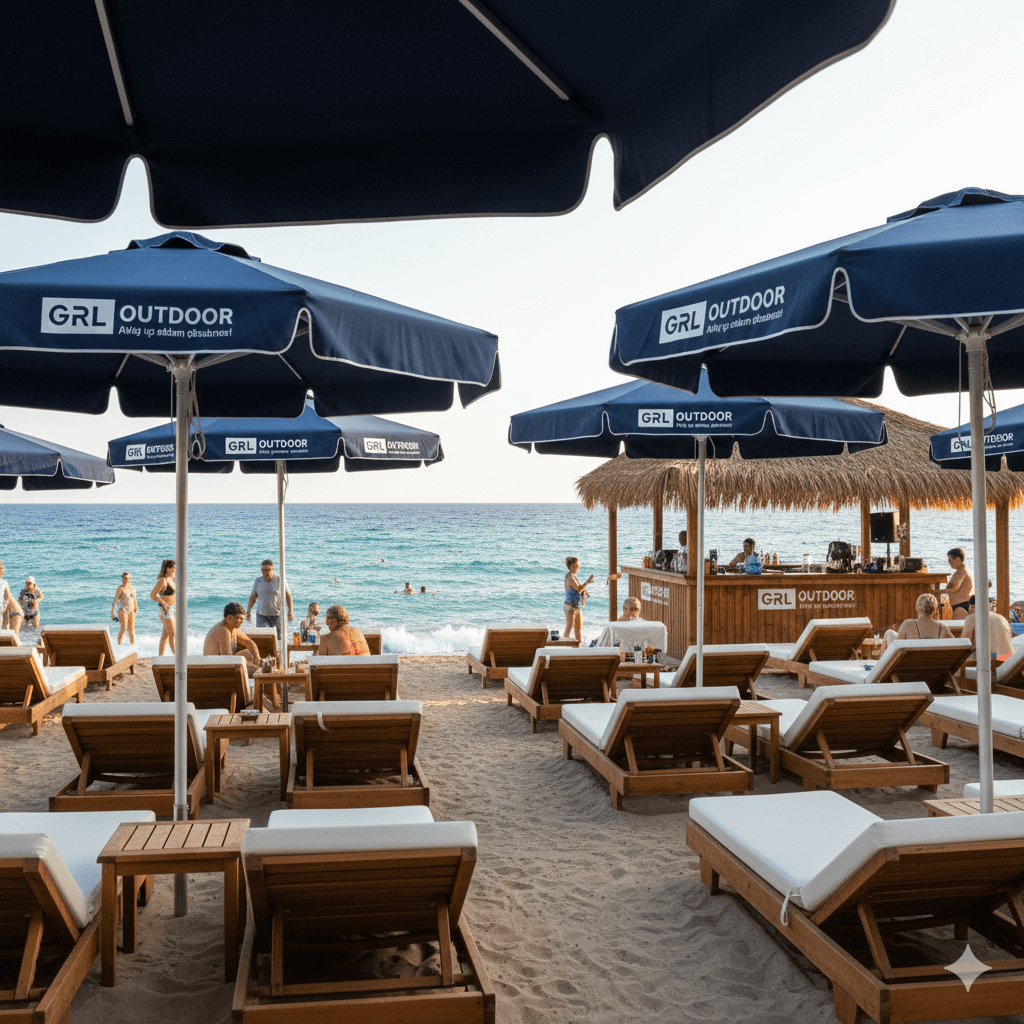 Ayvalık Burhaniye Edremit Plaj Sahil Beach Club Şemsiye Şezlong Reklamı